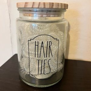 Rae Dunn Glass Hair Ties Container.